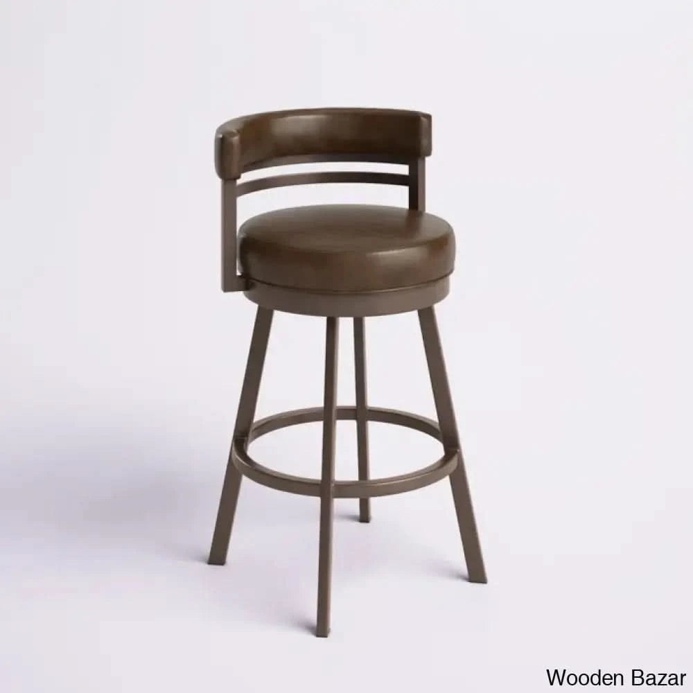 Pollmano Swivel Upholstered Counter And Bar Stool With Metal Frame Sun Bronze / Dark Brown