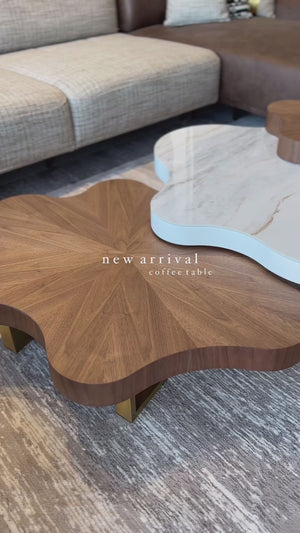 Italian-style Luxury Walnut Cloud Coffee Table - Wooden Bazar