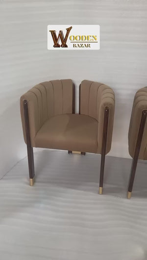 Accent Chair Camel Velvet Upholstered Arm Chair - Wooden Bazar