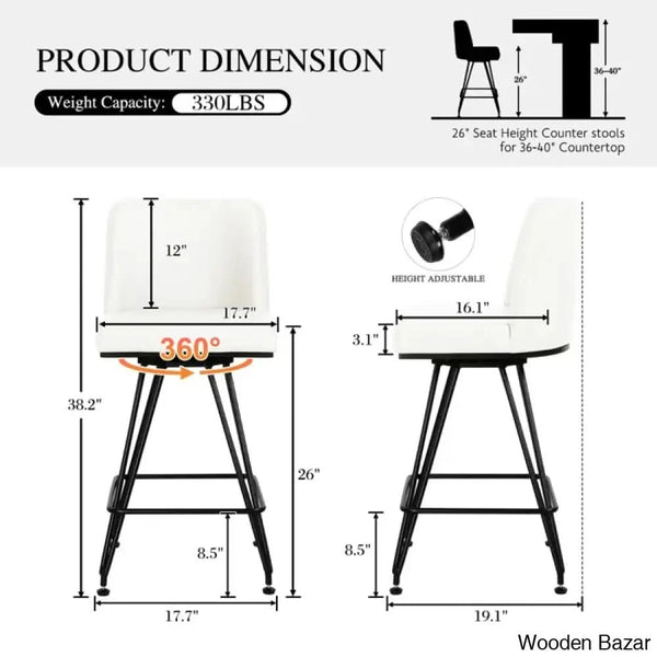 Princetone Swivel 26’’ Counter And Bar Stool (Set Of 2)