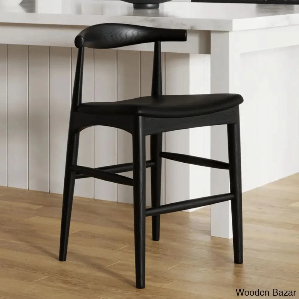 Quimaby Swivel Flynn Solid Ash Wood And Counter Height Stool And Bar Stool Black / (24’’ Seat