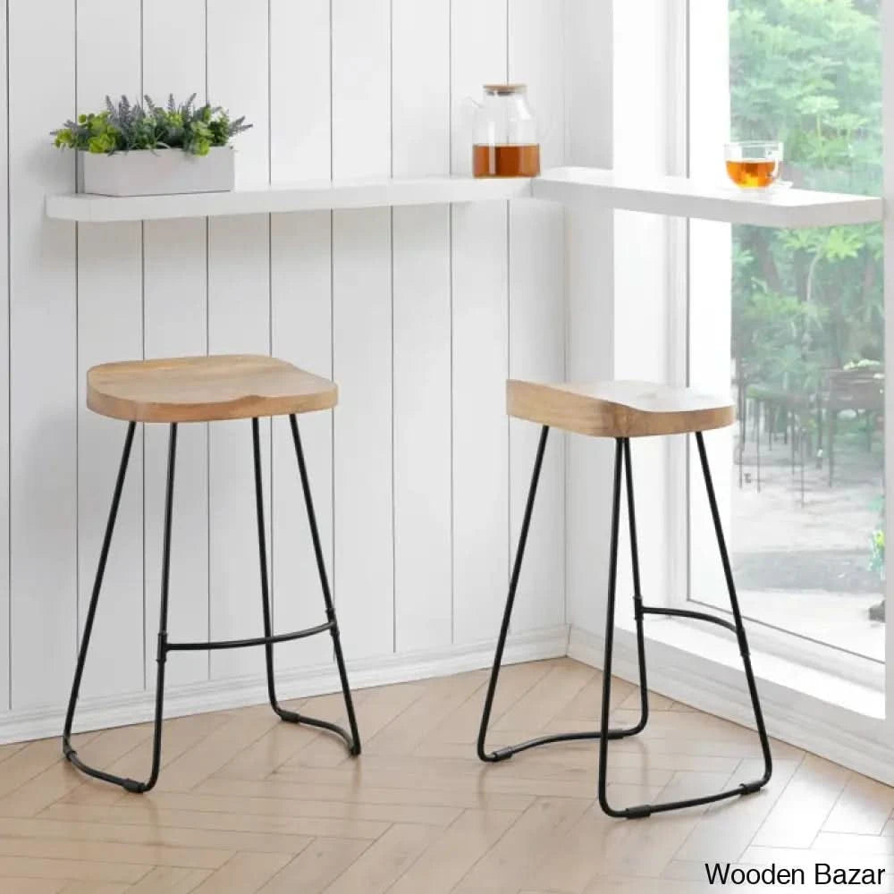 Racettem Swivel Counter And Bar Stool With Metal Frame (Set Of 2) Natural / Bar (30’’ Seat Height)