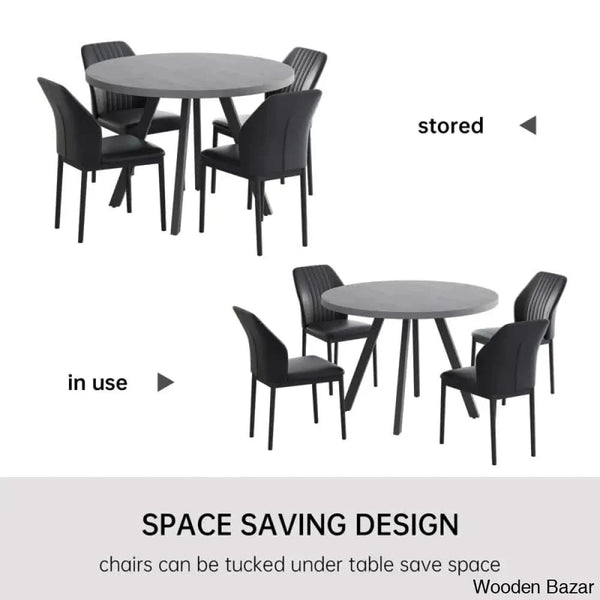 Ranjiosh 35.4’’ Round Dining Table Set | Sleek Modern Kitchen For 4People