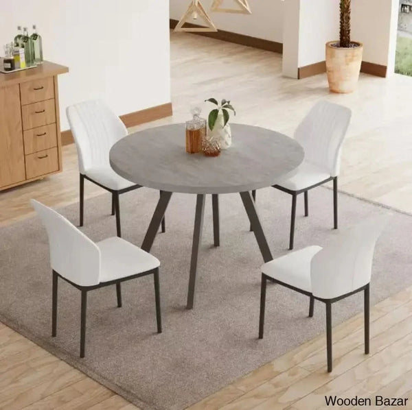 Ranjiosh 35.4’’ Round Dining Table Set | Sleek Modern Kitchen For 4People