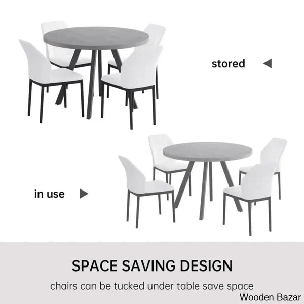 Ranjiosh 35.4’’ Round Dining Table Set | Sleek Modern Kitchen For 4People
