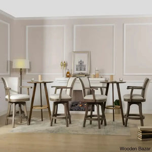 Ranksv Swivel Modern Counter & Bar Stool Set Of 2 - Wooden Bazar