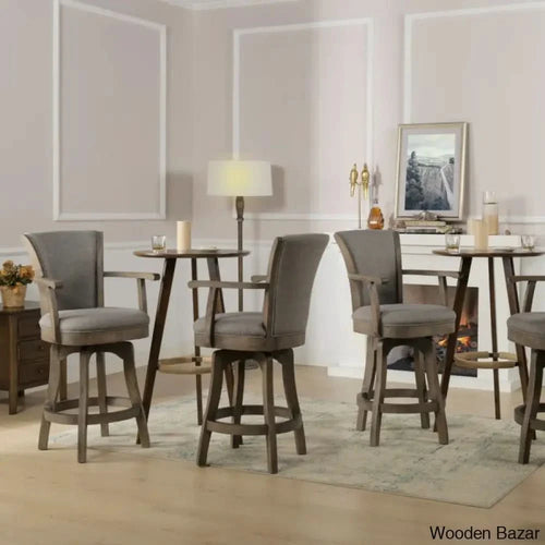 Ranksv Swivel Modern Counter & Bar Stool Set Of 2 - Wooden Bazar Heathered Gray / (31’’ Seat Height)