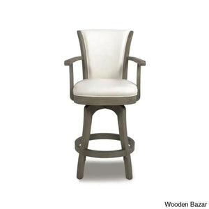 Ranksv Swivel Modern Counter & Bar Stool Set Of 2 - Wooden Bazar Natural White / (27’’ Seat Height)