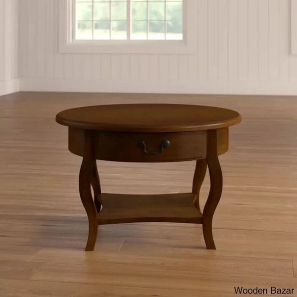 Razeen Round Solid Wood Coffee And Center Table