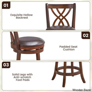 Redy Barrel Studio Swivel Counter And Bar Stool Height Dining Pub Chairs With Rubber Wood Legs