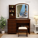 Vanity  Dressing Table with Stool and Mirror - Wooden Bazar