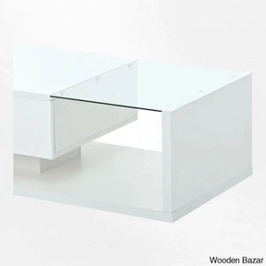 Rondellea Coffee And Center Table With Storage Modern Tempered Glass