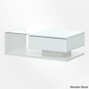 Rondellea Coffee And Center Table With Storage Modern Tempered Glass