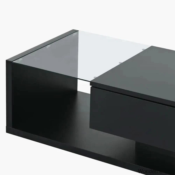 Rondellea Coffee And Center Table With Storage Modern Tempered Glass