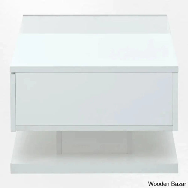 Rondellea Coffee And Center Table With Storage Modern Tempered Glass