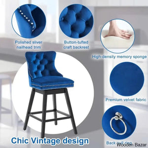 Ros Swivel Upholstered Counter And Bar Stool With Solid Wood Frame (Set Of 2)
