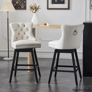 Ros Swivel Upholstered Counter And Bar Stool With Solid Wood Frame (Set Of 2)