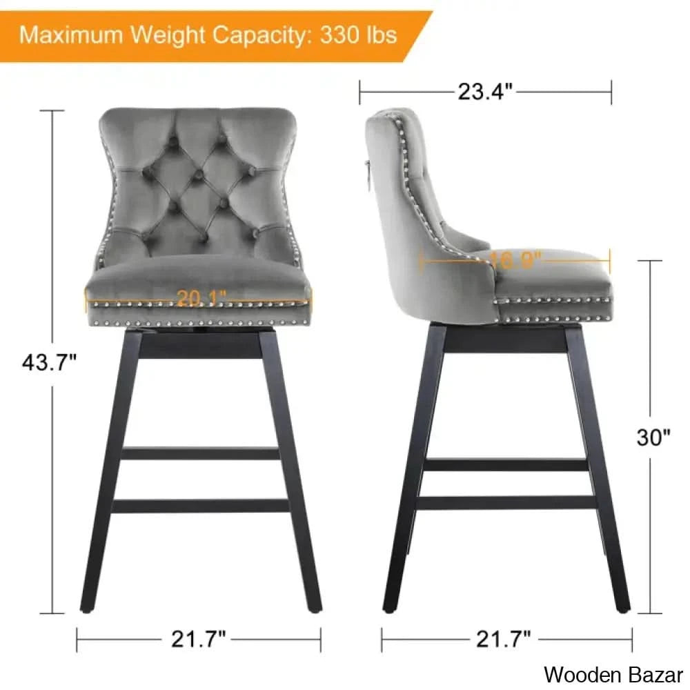 Ros Swivel Upholstered Counter And Bar Stool With Solid Wood Frame (Set Of 2) Gray / Bar