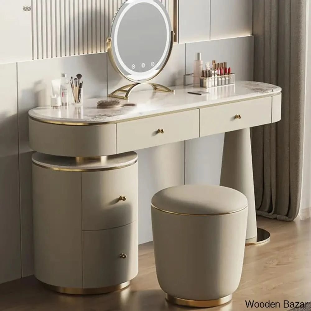 Rosalia Vanity Dressing Table With Mirror Light And Stool