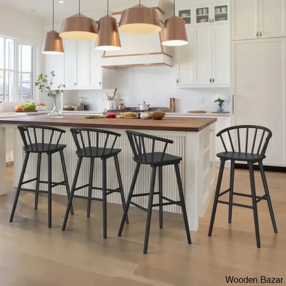 Rosamariae Swivel Solid Wood Counter And Bar Stool (Set Of 4) Black / (26” Seat Height)