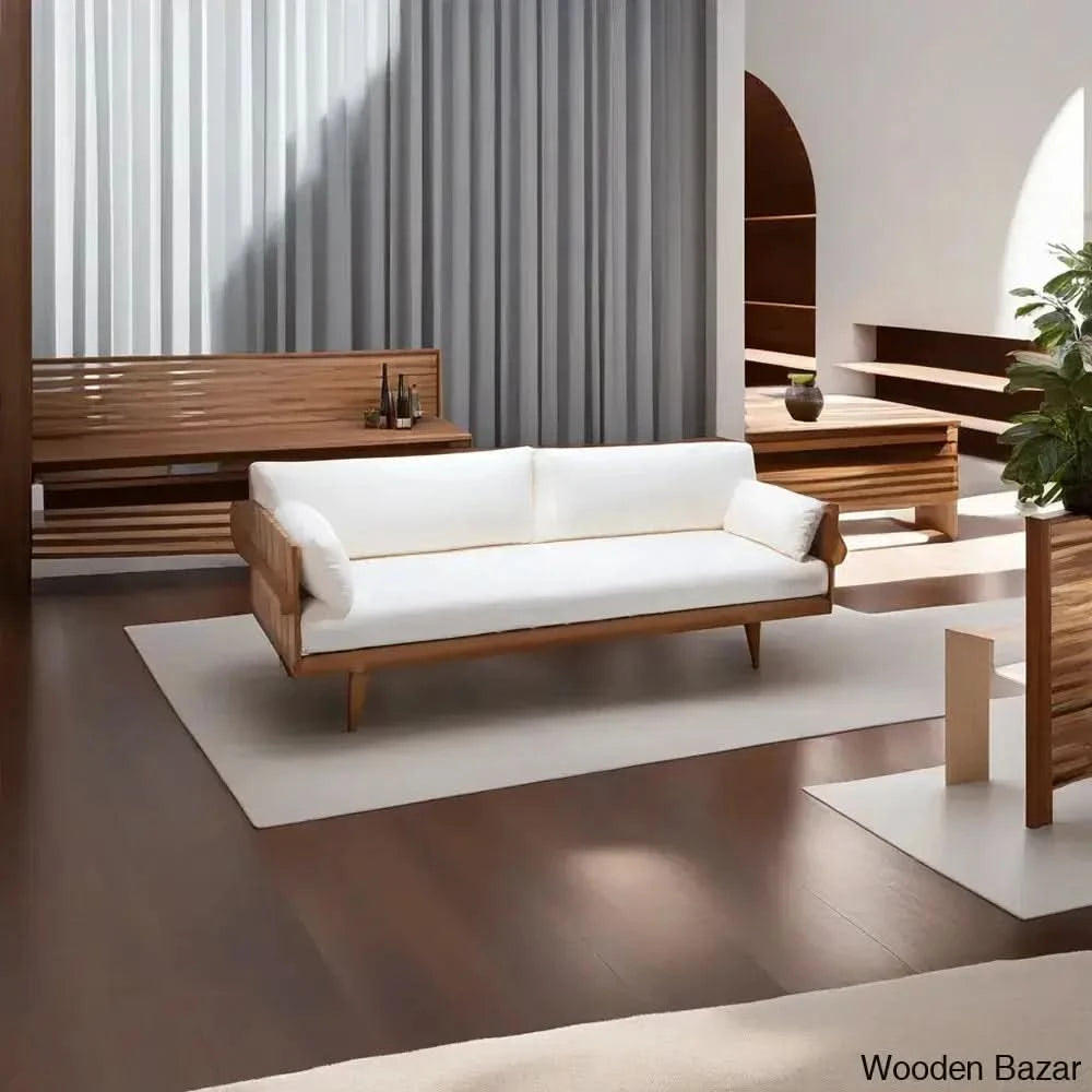 Ruby Solid Wood 3-Seater Couch With Timeless Comfort And Durability In A Stylish Design Off White