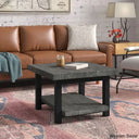 Runbelle 27’’ Wide Rustic Industrial Solid Wood And Metal Frame Square Coffee And Center Table