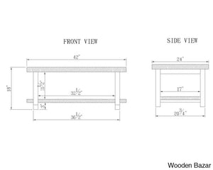 Rundell 42’’ Rustic Industrial Solid Wood And Metal Rectangular Coffee Table With Storage Shelf