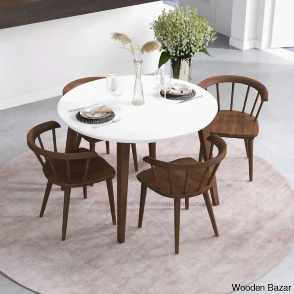 Saige 4 Seater New Walnut Solid Wood Dining Set