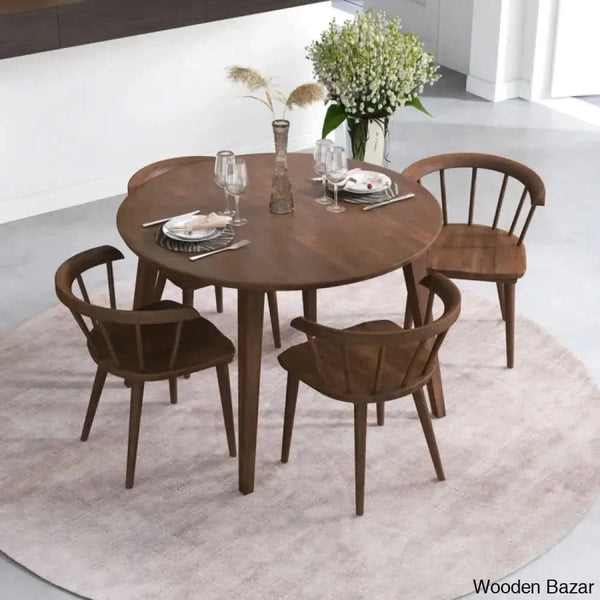 Saige 4 Seater New Walnut Solid Wood Dining Set