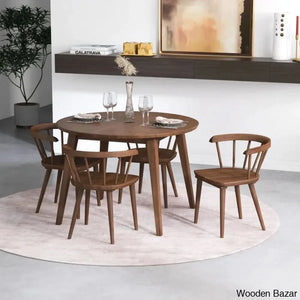 Saige 4 Seater New Walnut Solid Wood Dining Set