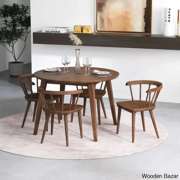 Saige 4 Seater New Walnut Solid Wood Dining Set