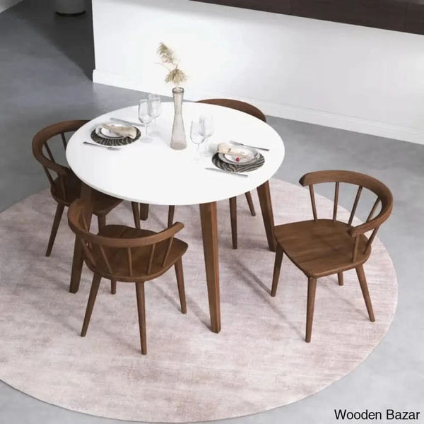 Saige 4 Seater New Walnut Solid Wood Dining Set