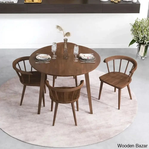 Saige 4 Seater New Walnut Solid Wood Dining Set