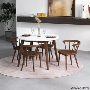Saige 4 Seater New Walnut Solid Wood Dining Set