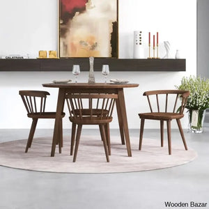 Saige 4 Seater New Walnut Solid Wood Dining Set