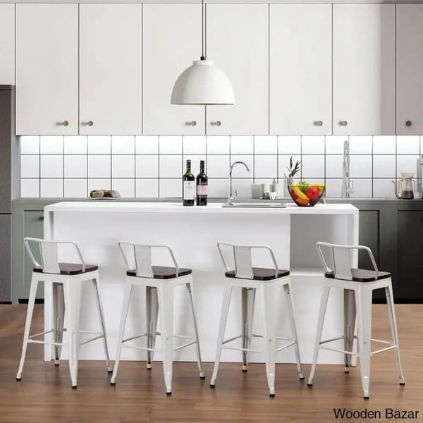 Saleha Swivel Counter And Bar Stool With Metal Frame (Set Of 4)