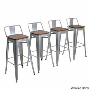Saleha Swivel Counter And Bar Stool With Metal Frame (Set Of 4)