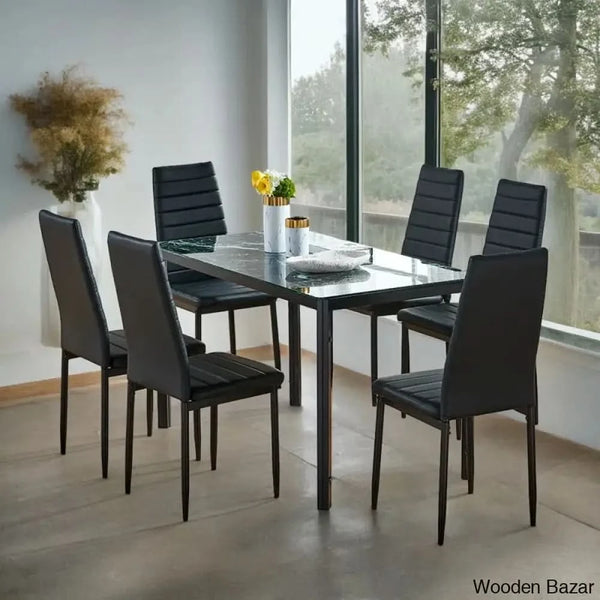 Saloop 6 Seater New Glass Top Dining Set