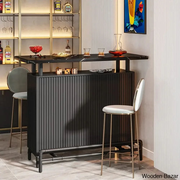 Samina 47.25'' Modern Industrial Black Counter Bar Table