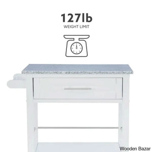 Sariol Granite Top Wood Kitchen Cart With Storage Trolley Cart Cabinet Kitchen Island Storage