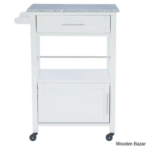 Sariol Granite Top Wood Kitchen Cart With Storage Trolley Cart Cabinet Kitchen Island Storage