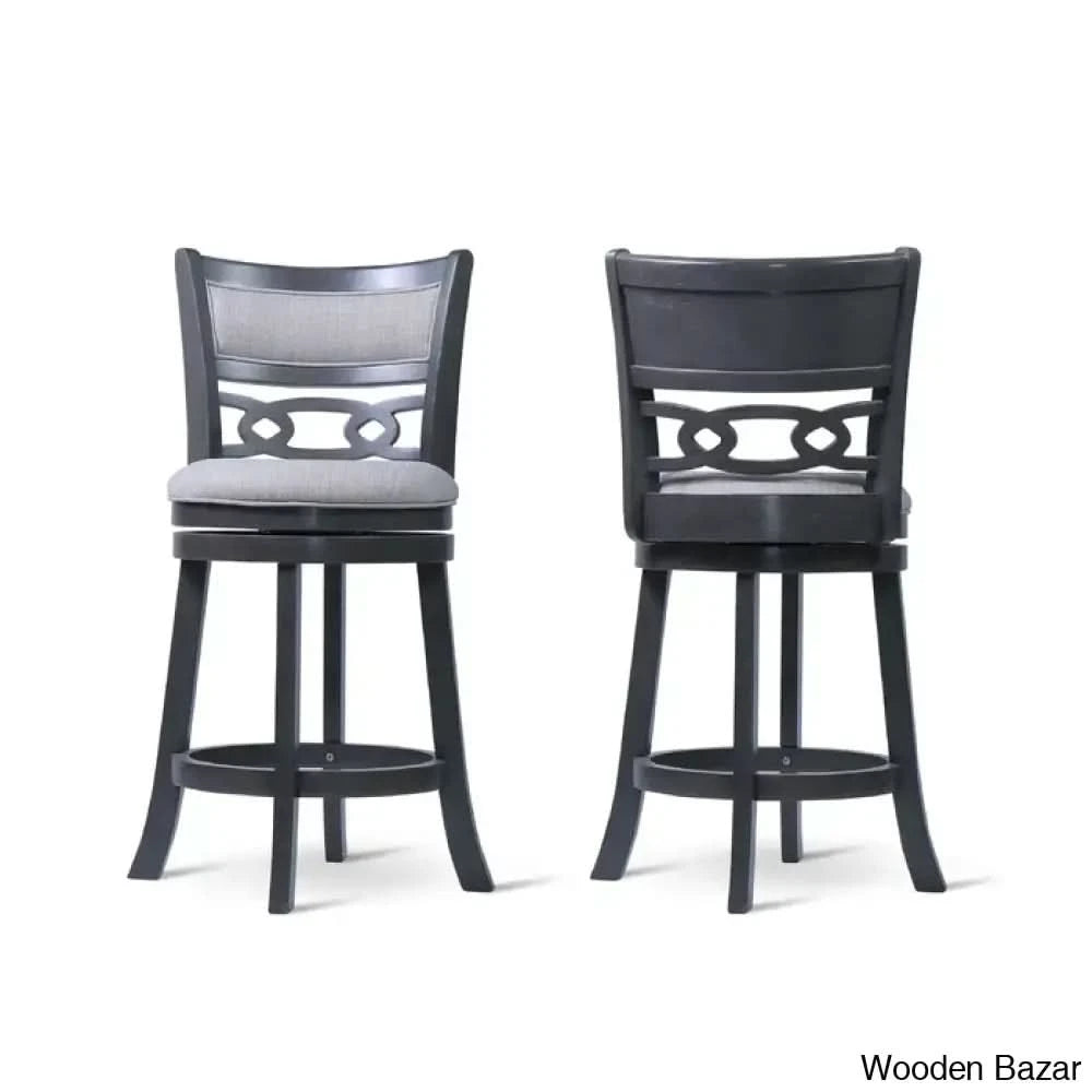 Scoggine Swivel Upholstered Counter And Bar Stool With Solid Wood Frame (Set Of 2) Gray / Bar