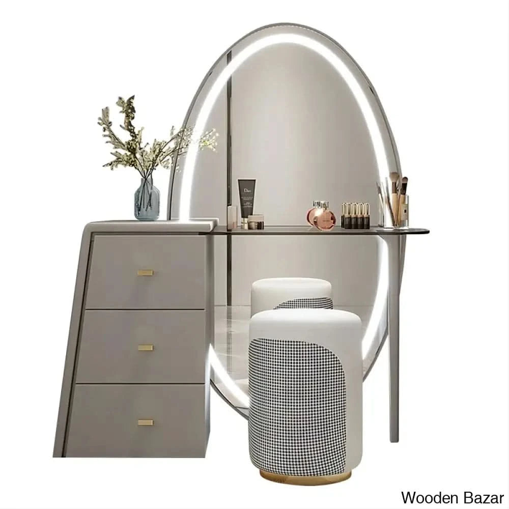Scotts Full View Vanity Dressing Table With Mirror Light And Stool