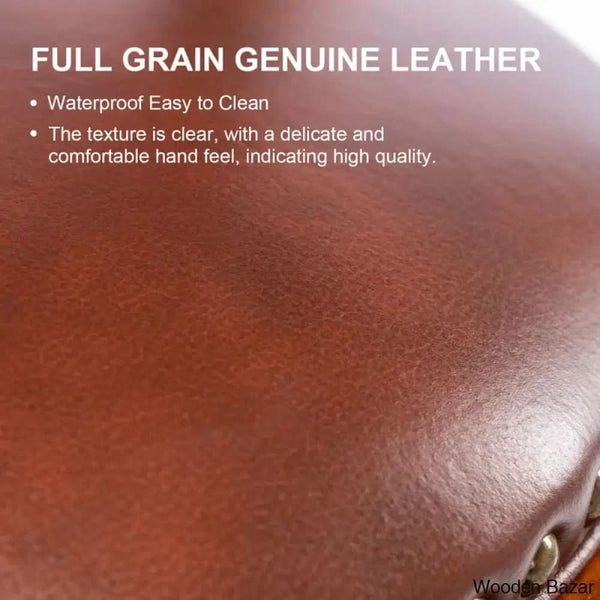 Seelamu Genuine Leather Swivel Wooden Counter And Bar Stool