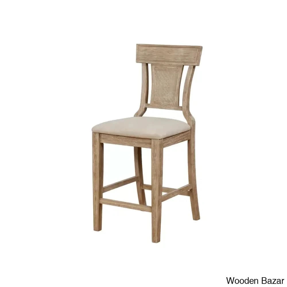 Shamira Swivel Solid Wood Upholstered Bar & Counter Stool Rustic Brown / (26’’ Seat Height)