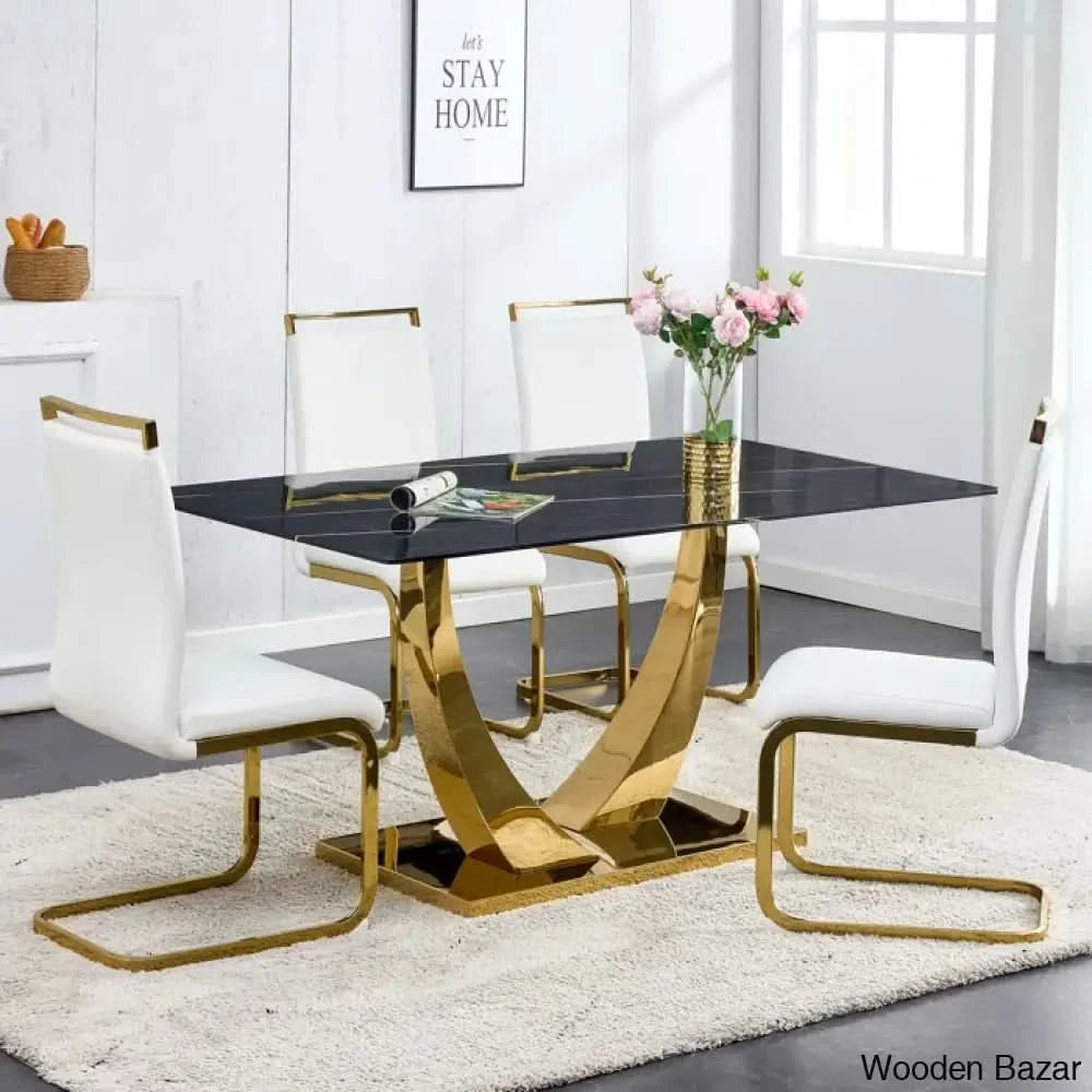 Sholt Best 4 Seater Pedestal Dining Table Set - Wooden Bazar
