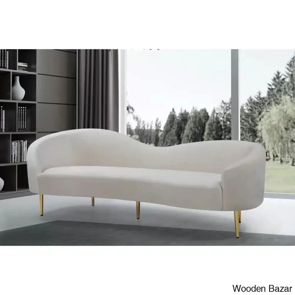 Velvet Curved 3 Seater Sofa
