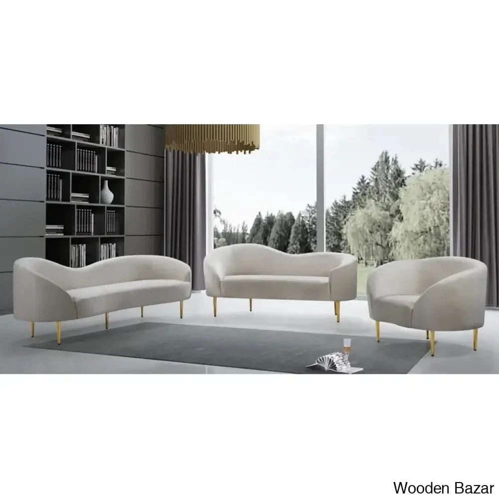 Velvet Curved 3 Seater Sofa