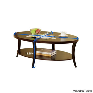Smajila Single Oval Coffee And Center Table With Shelf