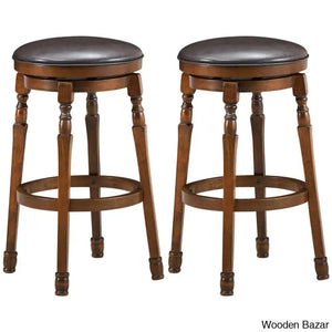 Sorayas Swivel Solid Wood Counter And Bar Stool - Wooden Bazar
